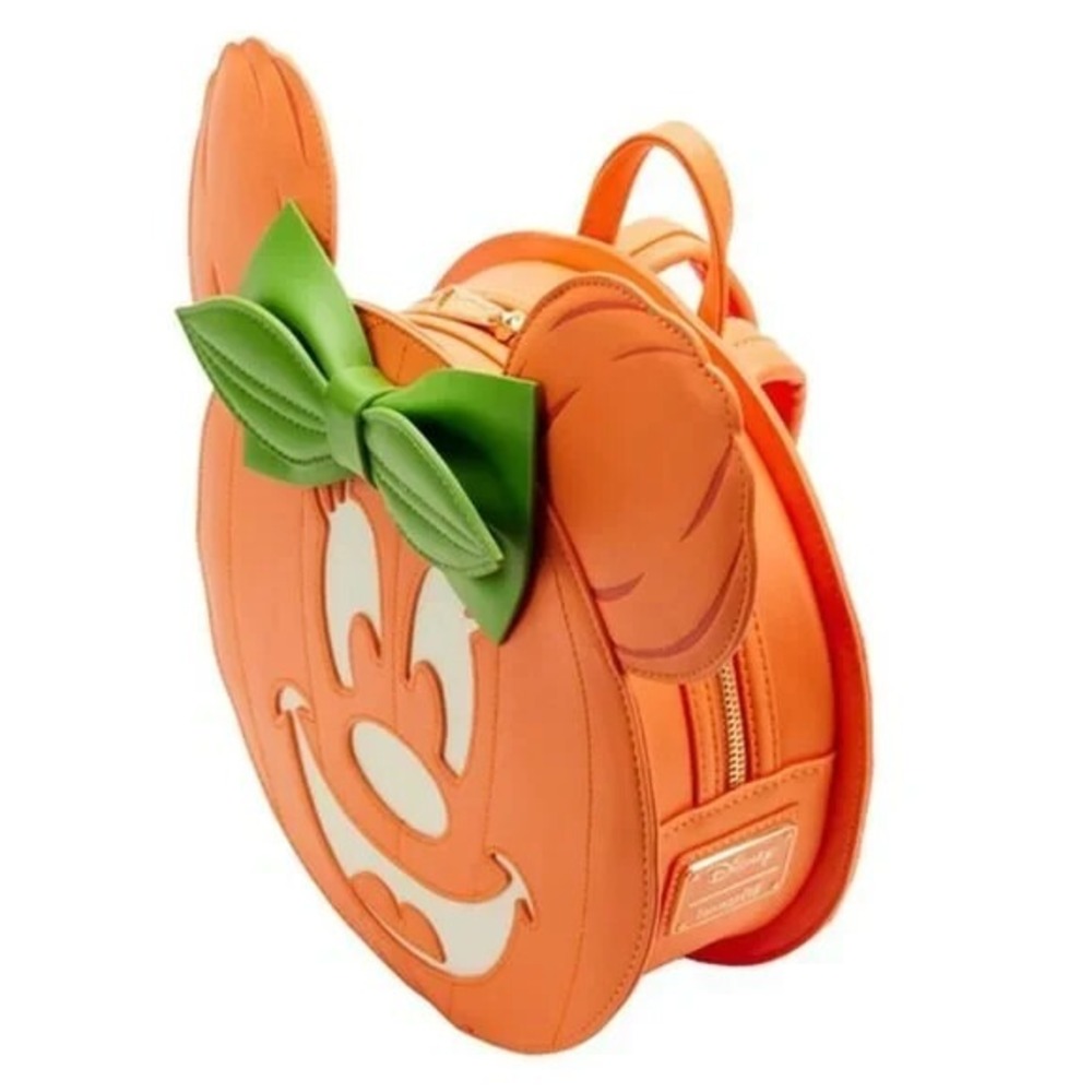Loungefly Disney Minnie Mouse Glow in the Dark Pumpkin Mini Backpack - Picture 3 of 6